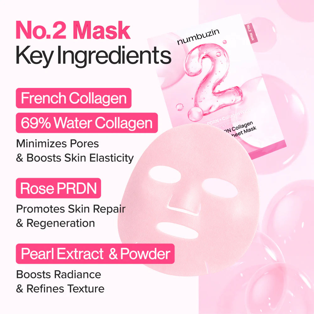 NUMBUZIN No.2 Rose PDRN Collagen Plumping Sheet Mask (4 Sheets)